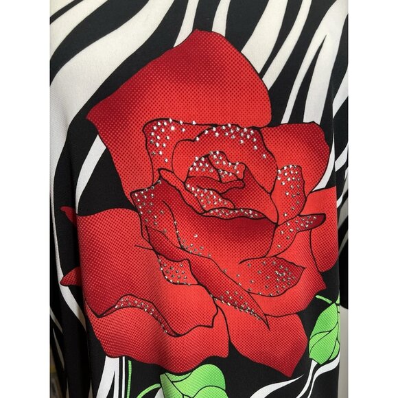 Valencia Rose Blouse 3/4 Sleeve  Women’s Size XL Bling pullover - Picture 2 of 9